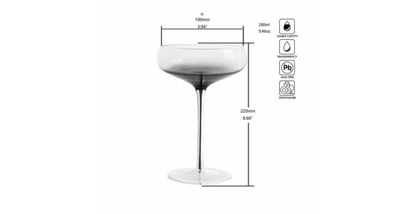 COCKTAILGLAS 280 ml  - Grau, Trend, Glas (11/16cm) - Novel