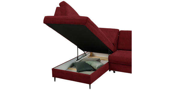 ECKSOFA in Chenille Rot  - Rot/Schwarz, MODERN, Holz/Textil (184/241cm) - Carryhome