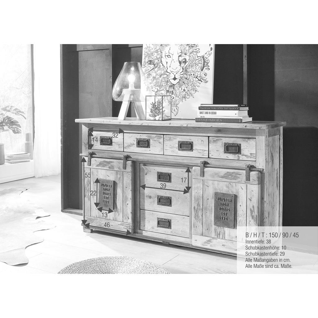 Thumbnail - Livetastic Sideboard, Braun, Schwarz, Weiß, Holz, Mangoholz,Mangoholz,Mangoholz,Mangoholz,Mangoholz,Mangoholz, vollmassi...