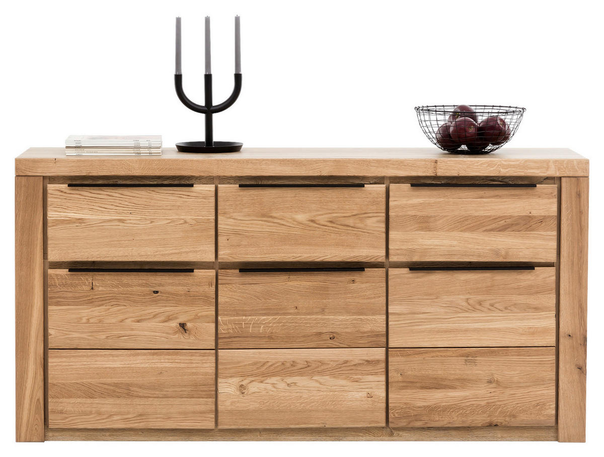 SIDEBOARD  in 160/80/40 cm  - Eichefarben/Schwarz, Natur, Holz/Holzwerkstoff (160/80/40cm) - Carryhome