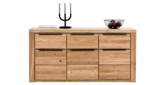 SIDEBOARD  160/80/40 cm 3 Schublade(n)  - Eichefarben/Schwarz, Natur, Holz/Holzwerkstoff (160/80/40cm) - Carryhome