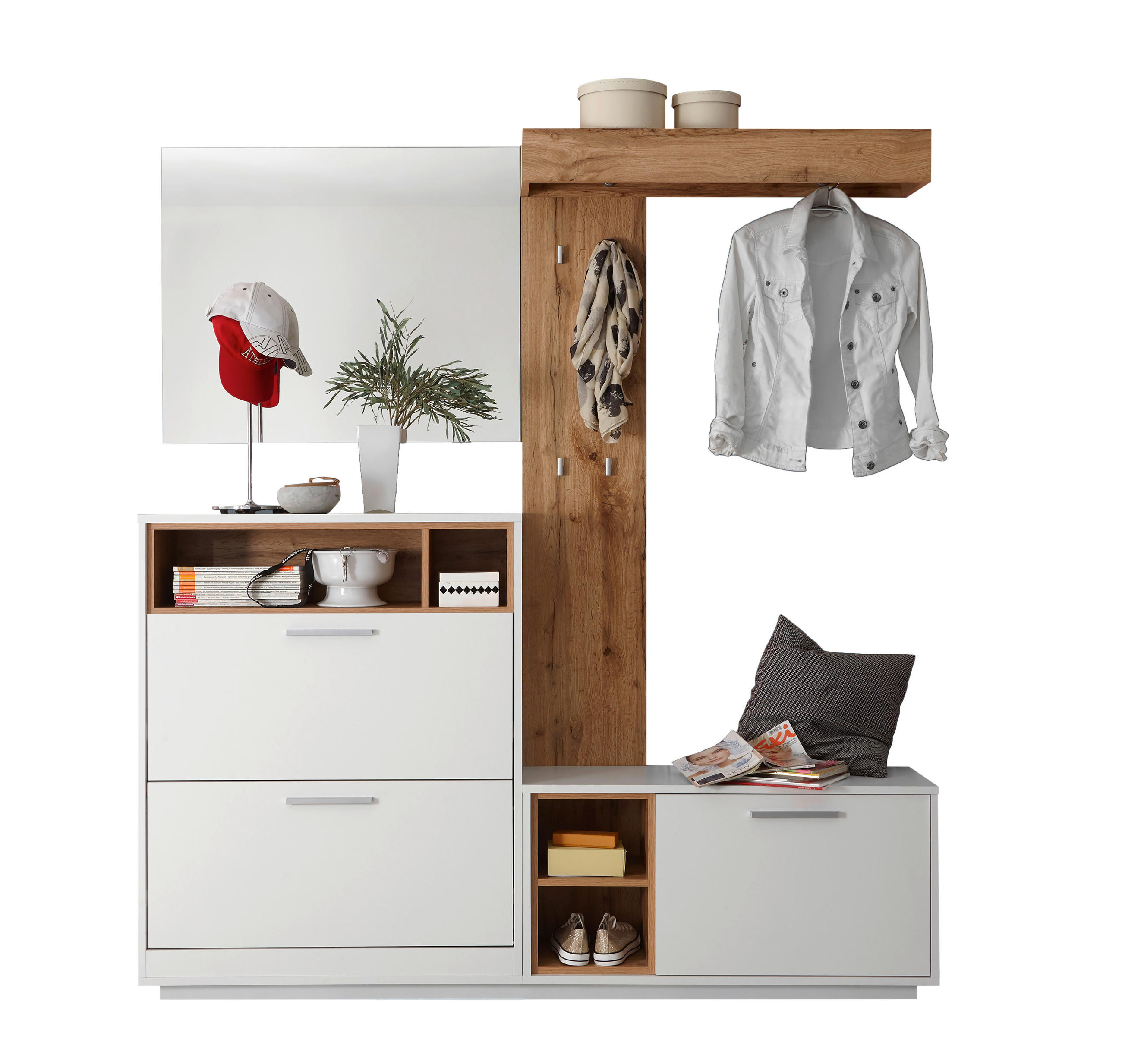 GARDEROBE  in 177/195/32 cm  - Eichefarben/Weiß, Design, Holzwerkstoff (177/195/32cm) - MID.YOU