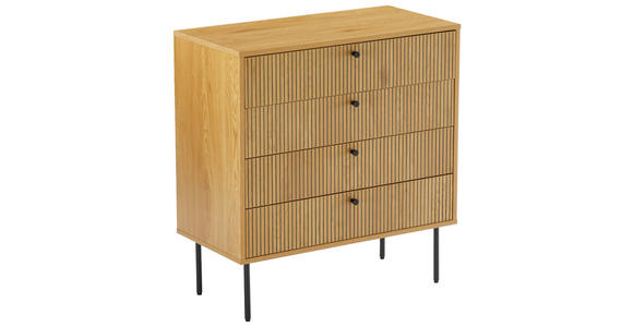 KOMMODE Line in 80/85/40 cm - Eichefarben/Schwarz, Design, Holzwerkstoff/Metall (80/85/40cm) - Carryhome