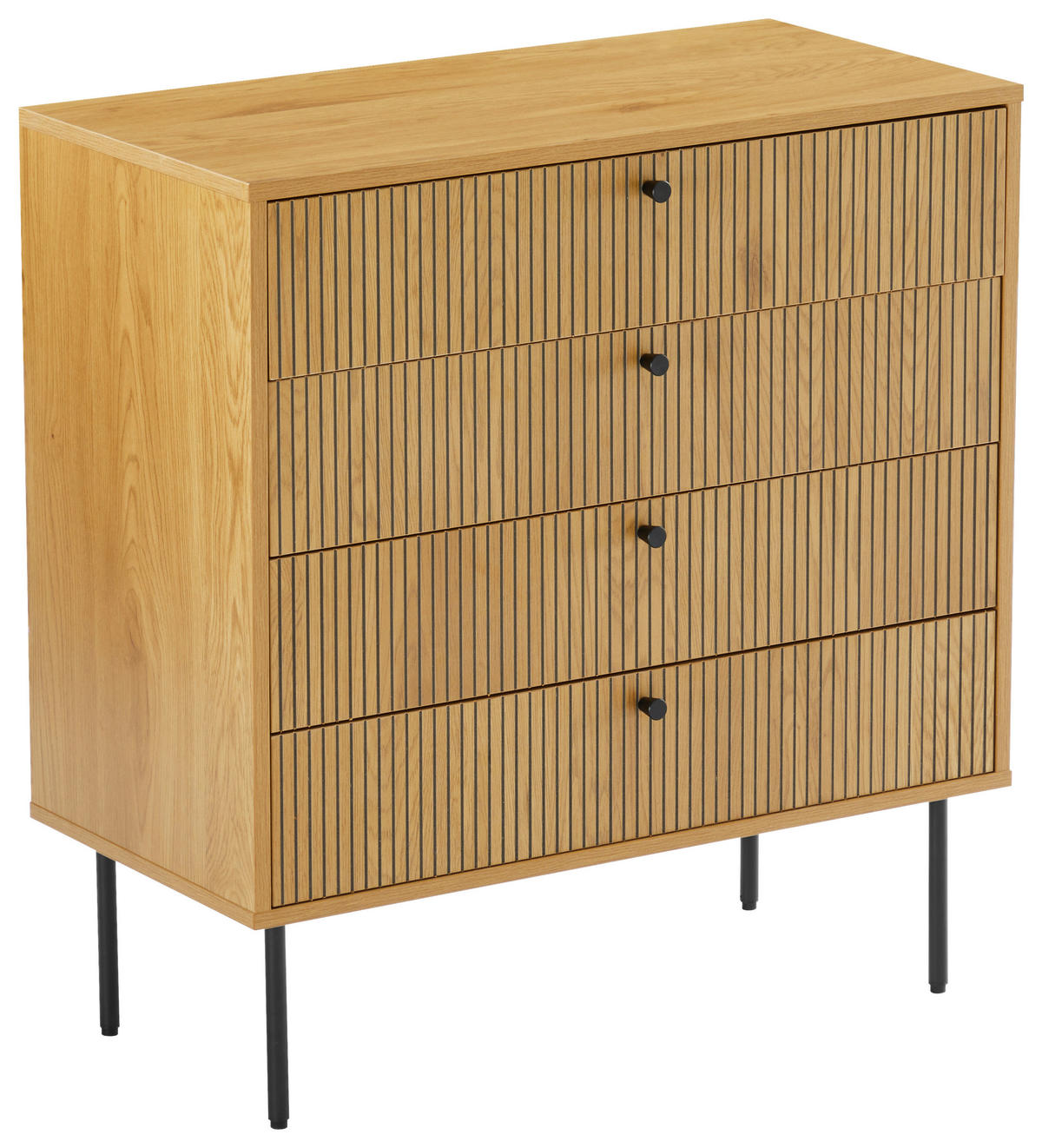 KOMÓD 80/85/40 cm  - tölgyfa színű/fekete, Design, faalapú anyag/fém (80/85/40cm) - Carryhome