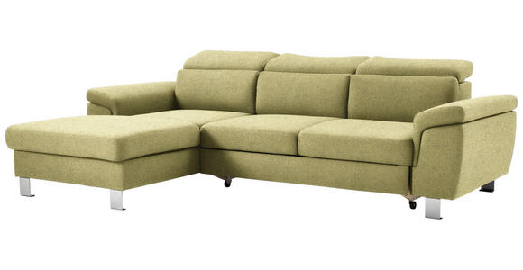 ECKSOFA in Webstoff Grün  - Silberfarben/Grün, Design, Textil/Metall (167/250cm) - Xora