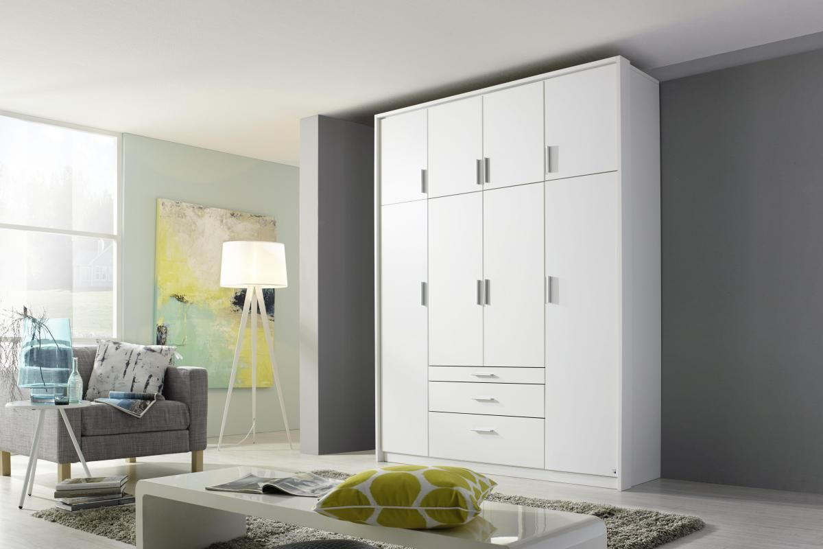 DREHTÜRENSCHRANK in Weiss - Weiss/Silberfarben, Design, Holzwerkstoff/Kunststoff (185/231/56cm) - Rauch Möbel