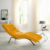 RELAXLIEGE in Echtleder Currygelb  - Currygelb/Schwarz, Design, Leder/Metall (65/65-95/171cm) - Livetastic