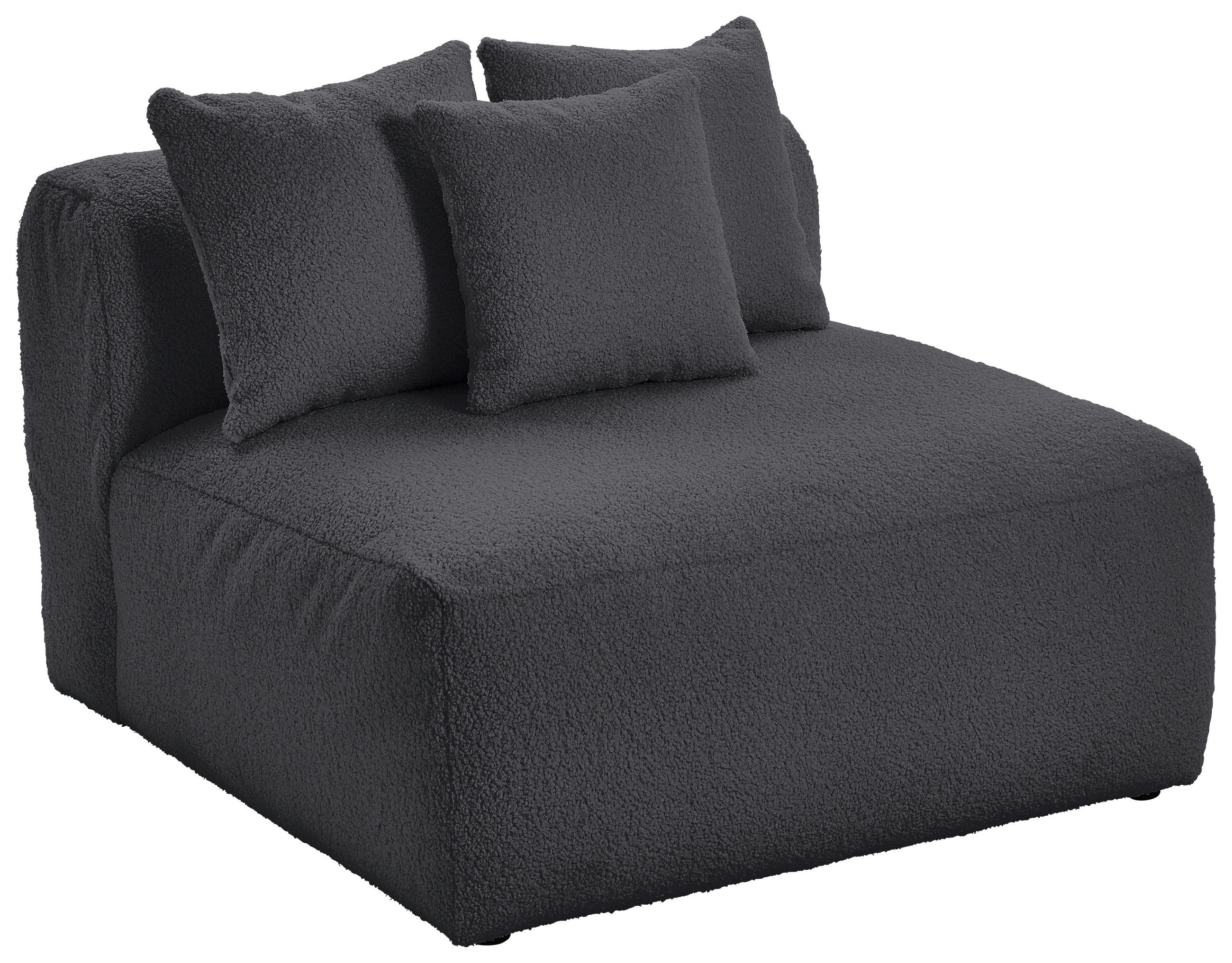 SOFAELEMENT BLOOM Flachgewebe, Teddystoff Dunkelgrau  - Dunkelgrau, Trend, Textil (100/70/122cm) - Livetastic