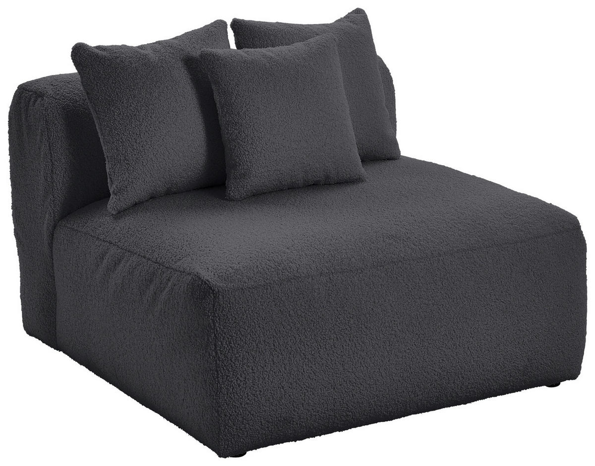 SOFAELEMENT BLOOM Flachgewebe, Teddystoff Dunkelgrau  - Dunkelgrau, Trend, Textil (100/70/122cm) - Livetastic