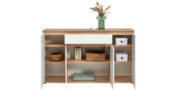 SIDEBOARD 160/93/38 cm  - Weiß/Eiche Artisan, MODERN, Holzwerkstoff (160/93/38cm) - Carryhome