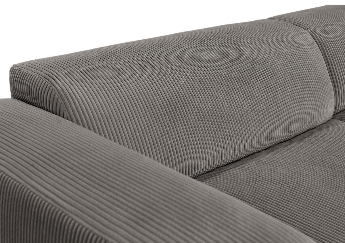 ECKSOFA BASMA in Cord Mokka  175/298 cm  - Schwarz/Mokka, Design, Kunststoff/Textil (175/298cm) - P & B
