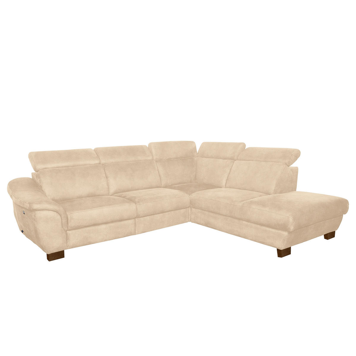 ECKSOFA TREND in Mikrofaser Beige Relaxfunktion, Kopfteilverstellung  276/238 cm  - Wengefarben/Beige, Design, Holz/Textil (276/238cm) - Livetastic