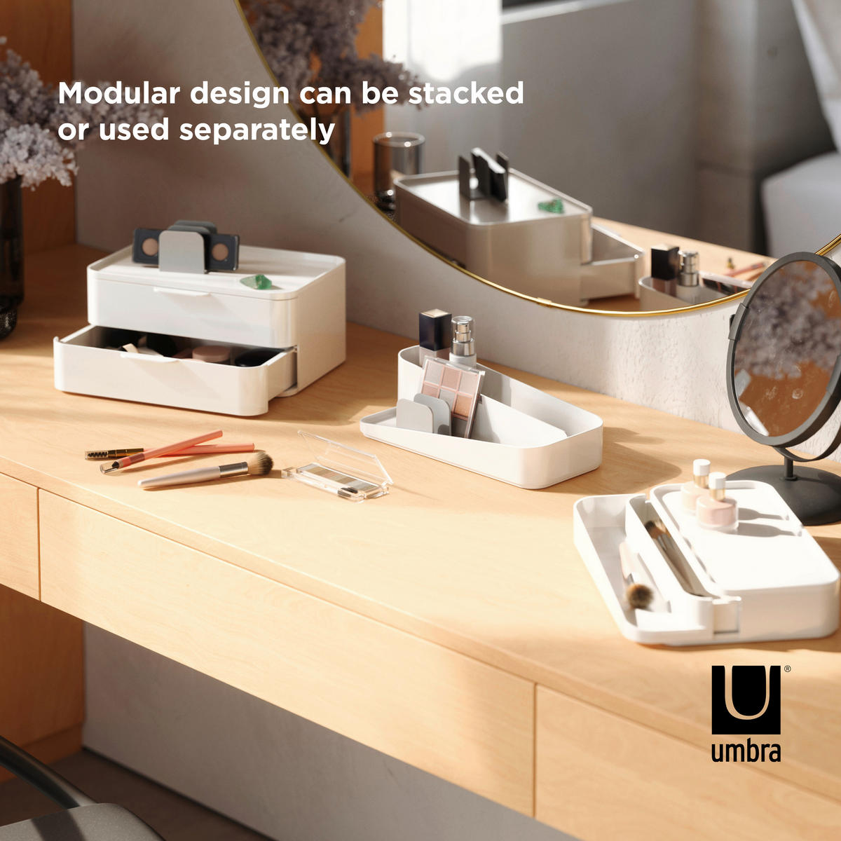 ORGANIZATOR ZA KOZMETIKU  siva, bijela  GLAM  - bijela/siva, Basics, plastika (48,4/24,8/26,7cm) - Umbra