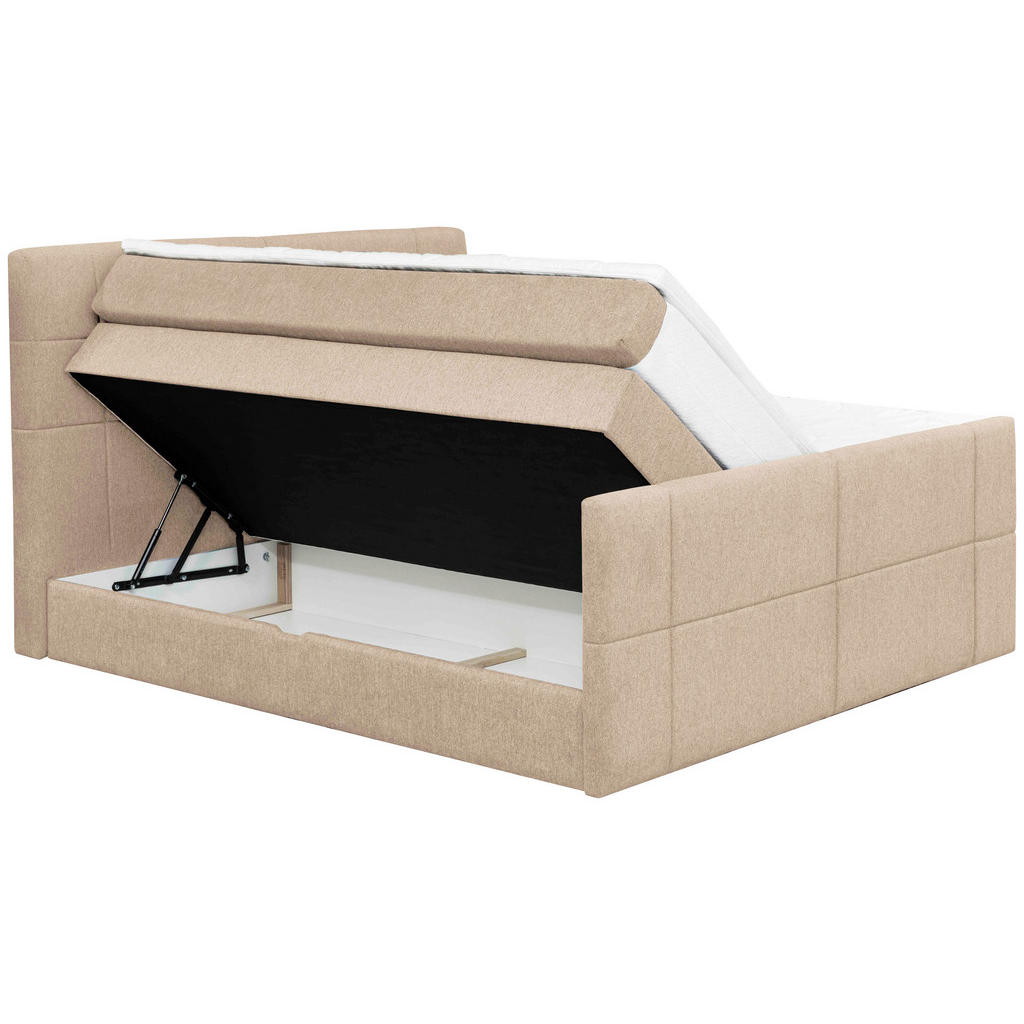 Thumbnail - Carryhome Boxspringbett, Beige, Textil, H2 + H3, 7-Zonen, Höhe ca. 18 cm, 160x200 cm, Topper durchgehend, Wendematratze ...