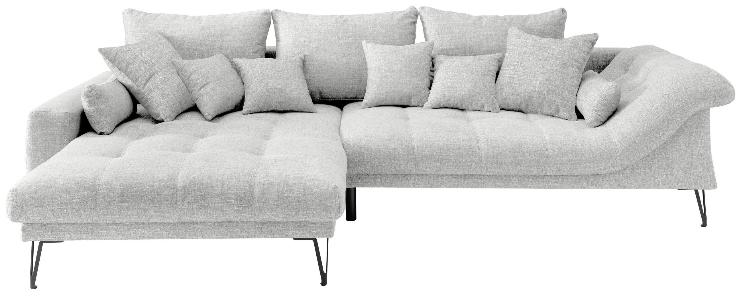 ECKSOFA in Mikrofaser Weiß  192/310 cm  - Schwarz/Weiß, KONVENTIONELL, Textil/Metall (192/310cm) - Livetastic