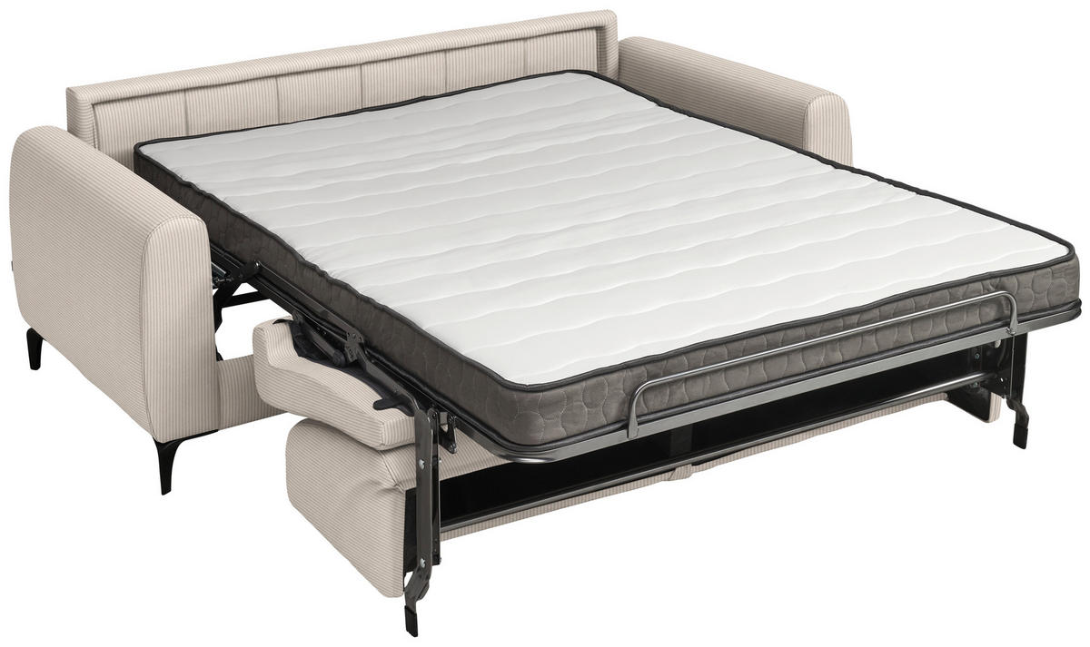 SCHLAFSOFA Cord Greige  - Greige/Schwarz, Konventionell, Holz/Textil (203/88/102cm) - Novel