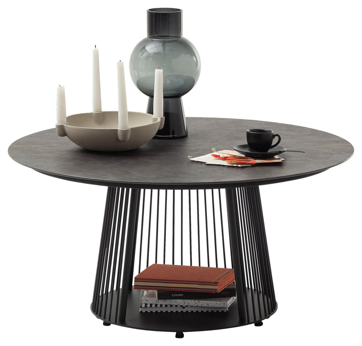 COUCHTISCH in Metall, Stein 83/83/35 cm  - Dunkelgrau/Anthrazit, Basics, Stein/Metall (83/83/35cm) - Schöner Wohnen