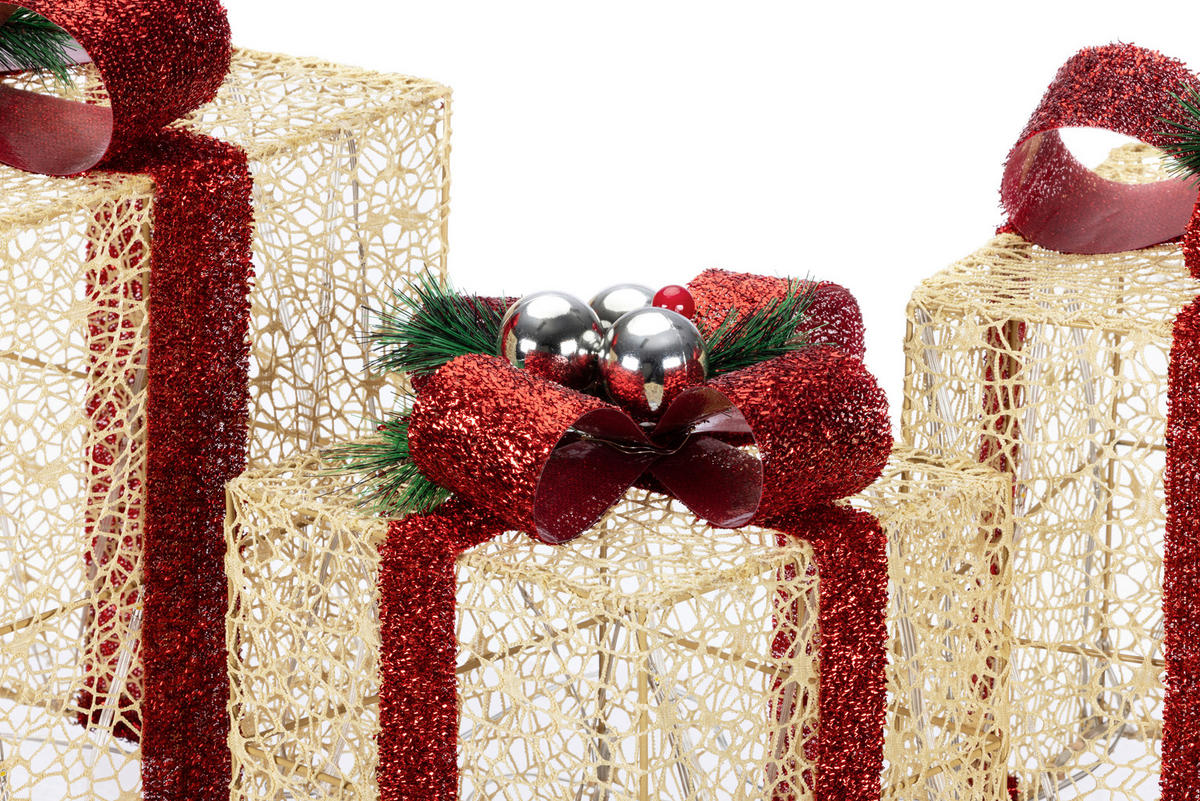 LED-DEKOLEUCHTE  - Rot/Goldfarben, LIFESTYLE, Textil/Metall - X-Mas