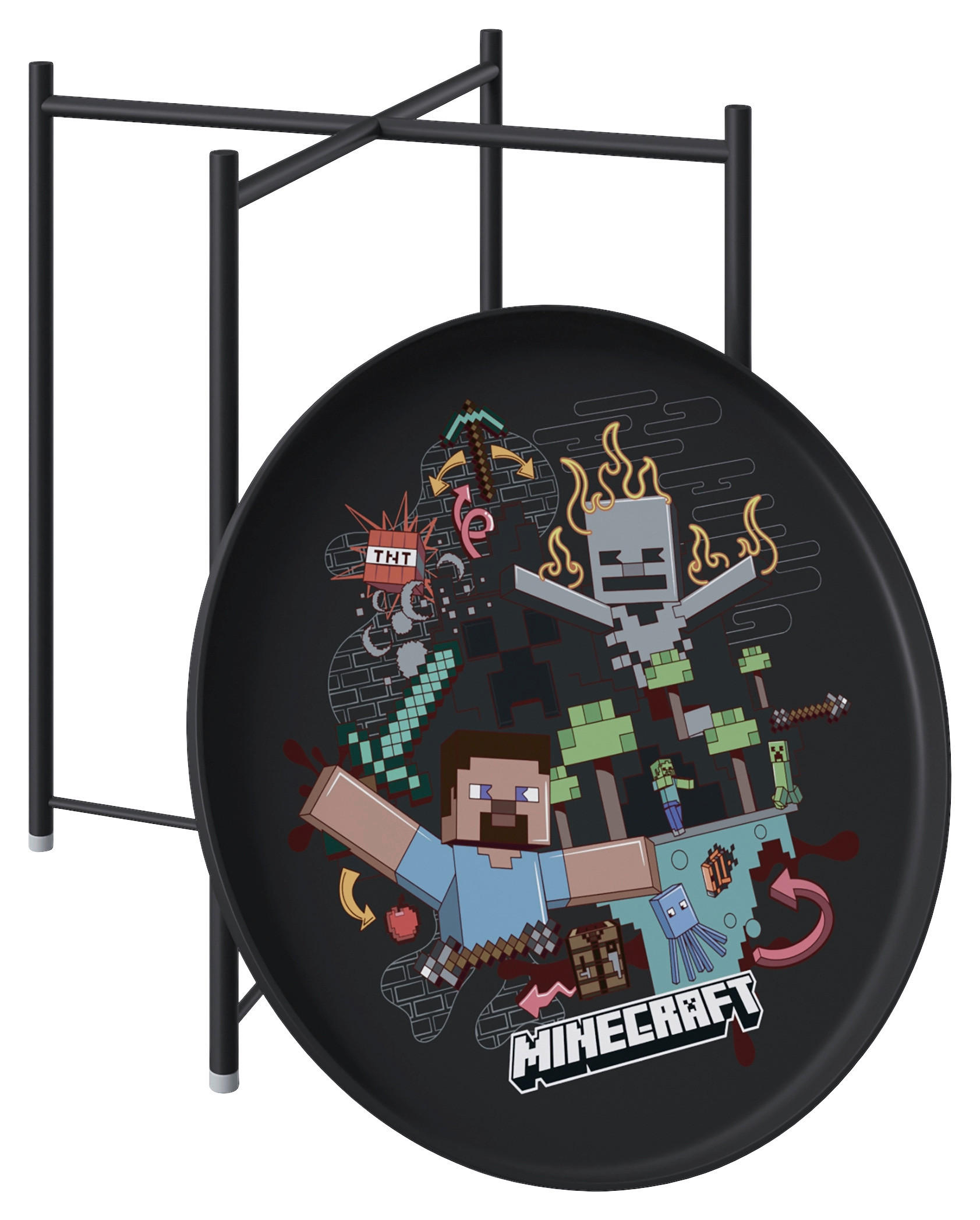 Thumbnail - Minecraft Beistelltisch, Schwarz, Metall, rund, rund, 47x51x47 cm, abnehmbares Tablett, Wohnzimmer, Wohnzimmertische, Be...