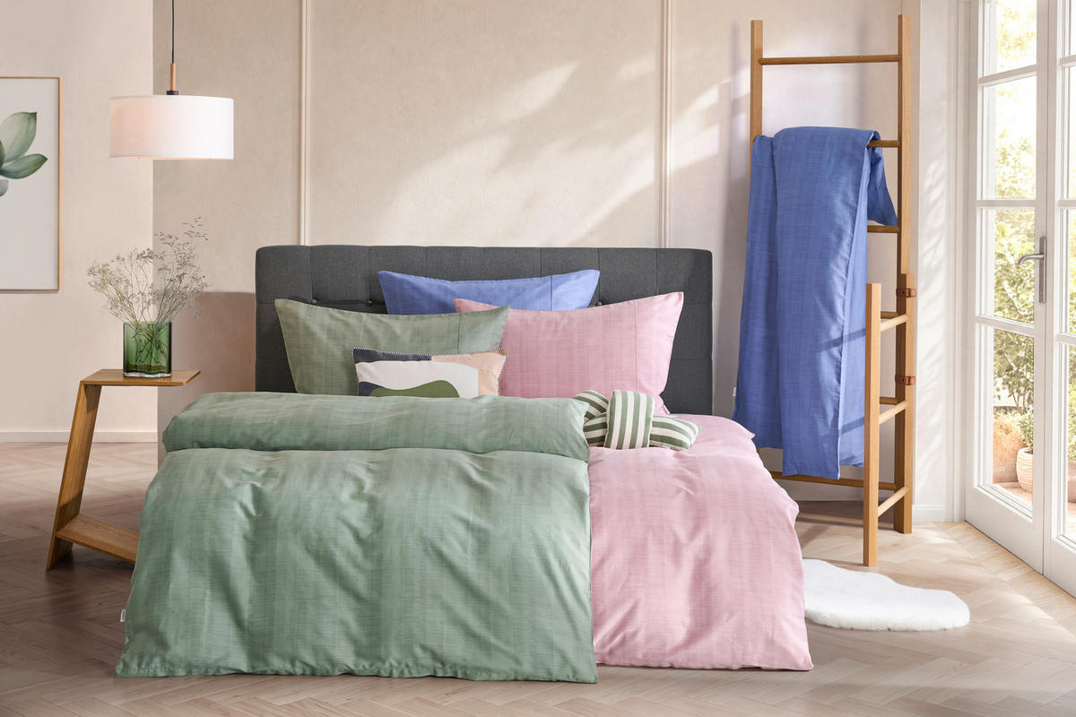 BETTWÄSCHE 2-teilig Mavie Satin 140/200 cm  - Grün, KONVENTIONELL, Textil (140/200cm) - Esposa