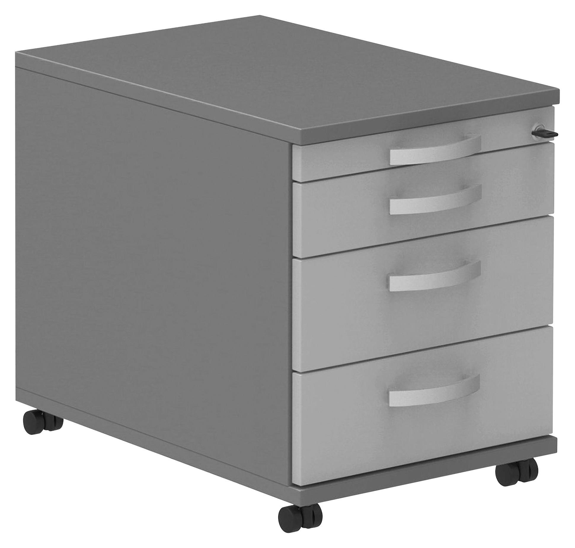 ROLLCONTAINER Anthrazit, Hellgrau - Anthrazit/Hellgrau, KONVENTIONELL, Holzwerkstoff/Metall (42,7/54,4/60cm) - Moderano