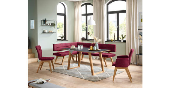 ECKBANK 155/195 cm  in Dunkelrot  - Eichefarben/Dunkelrot, KONVENTIONELL, Holz/Textil (155/195cm) - Dieter Knoll