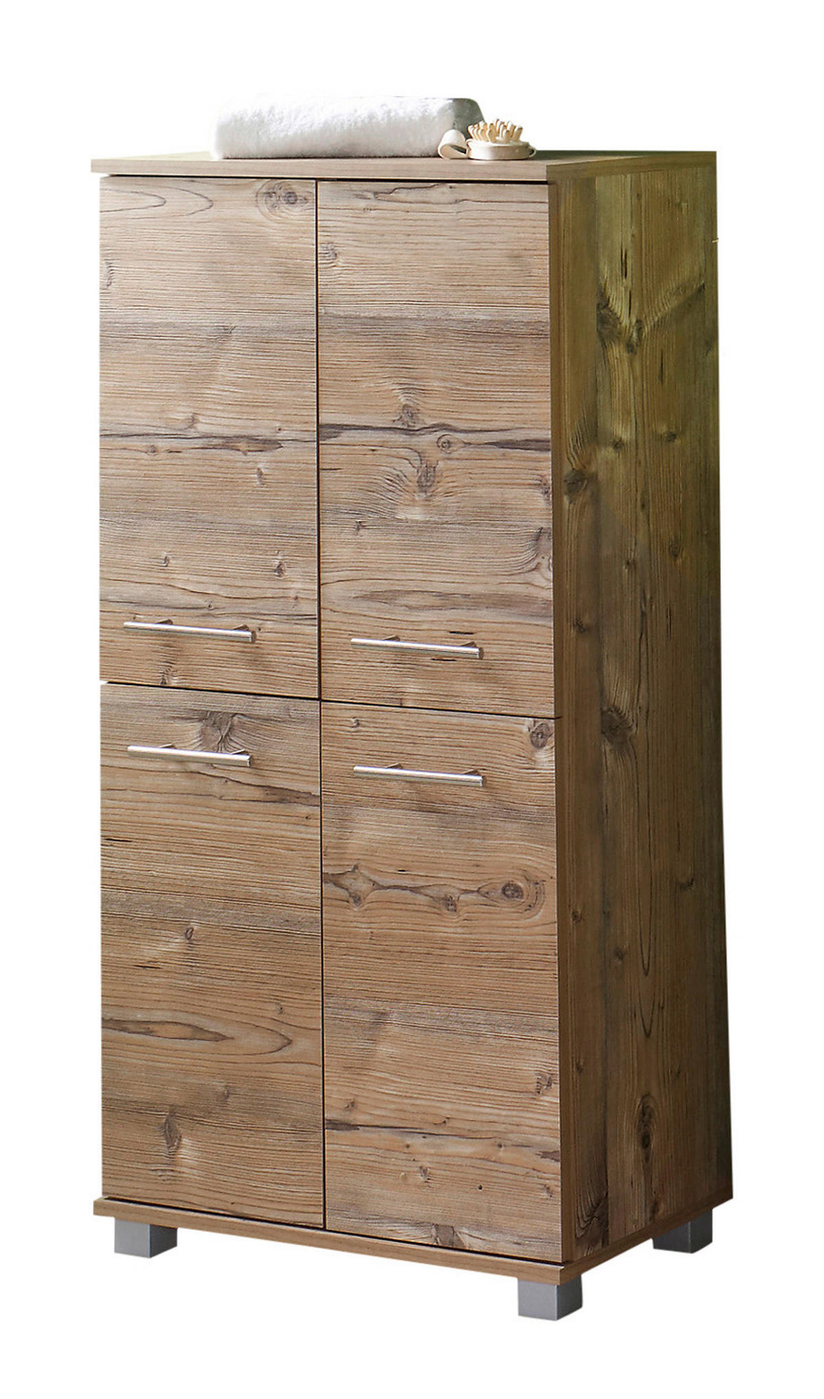 MIDISCHRANK  - Fichtefarben/Edelstahlfarben, KONVENTIONELL, Holzwerkstoff/Kunststoff (60/117/33cm) - Stylife