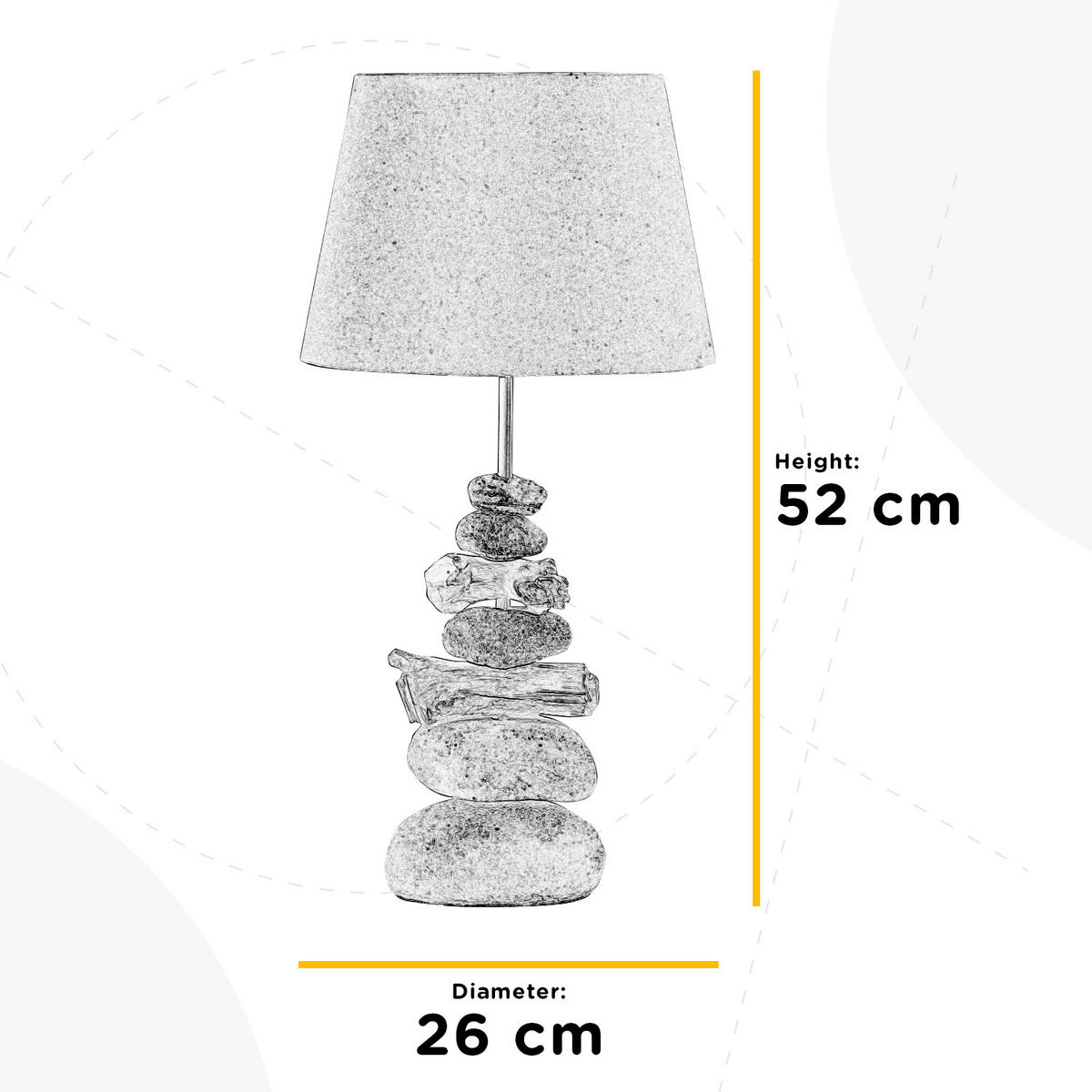 STOLNÍ LAMPA, E27, 26/52 cm  - černá/modrošedá, Natur, kov/textil (26/52cm)
