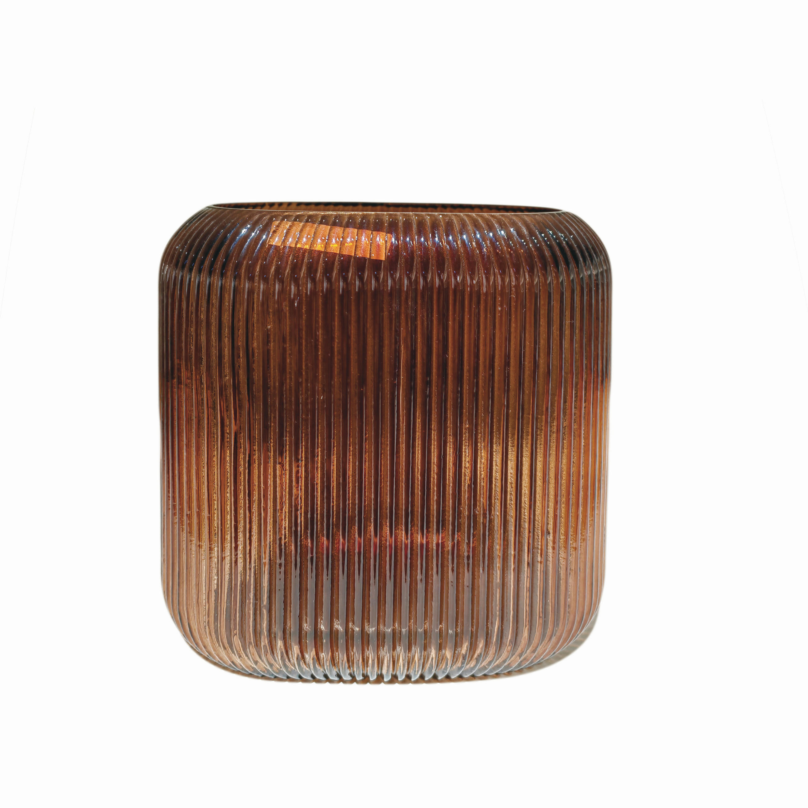 VÁZA 20 cm  - borostyánszínű, Design, Üveg (20/20/12cm) - Ambia Home