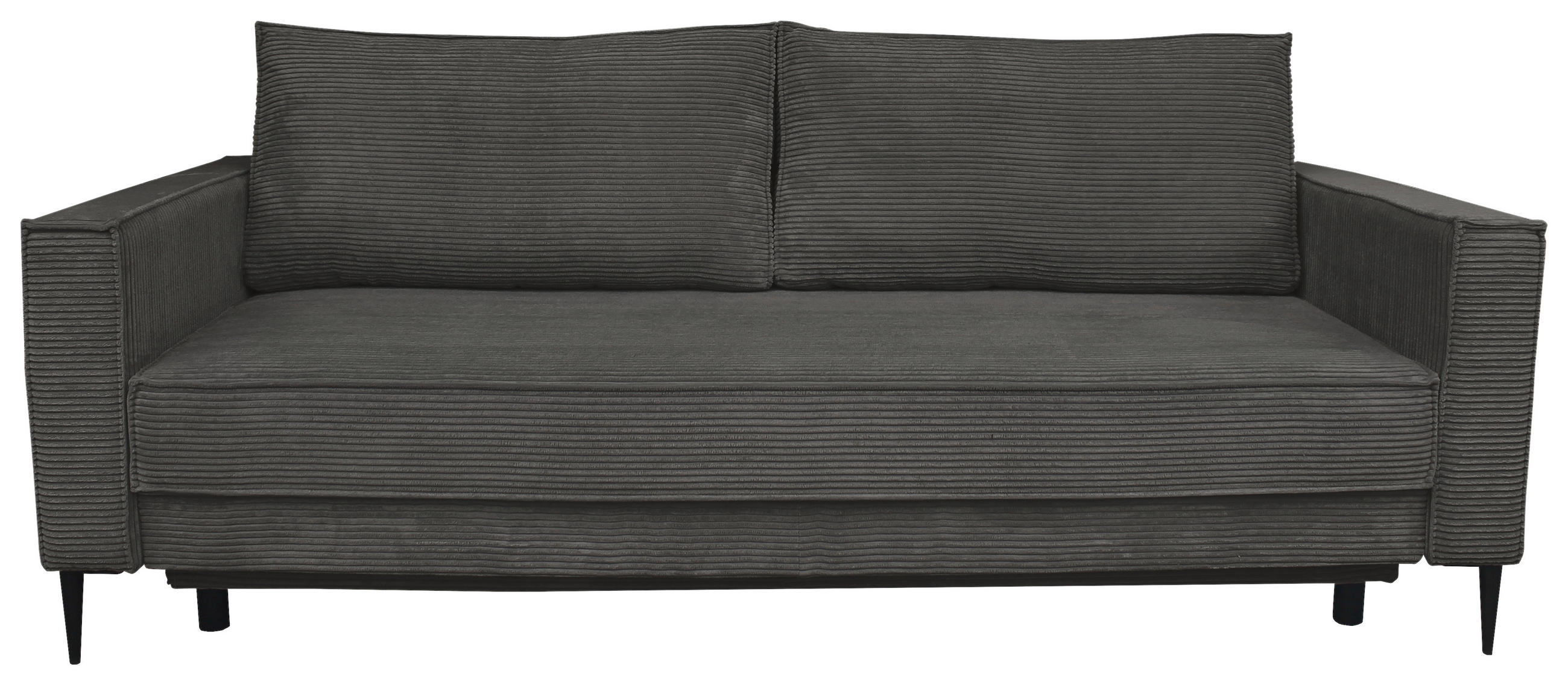 SCHLAFSOFA Cord Graphitfarben  - Schwarz/Graphitfarben, KONVENTIONELL, Textil/Metall (222/93/98cm) - Carryhome