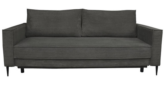 SCHLAFSOFA Cord Graphitfarben - Schwarz/Graphitfarben, KONVENTIONELL, Textil/Metall (222/93/98cm) - Carryhome