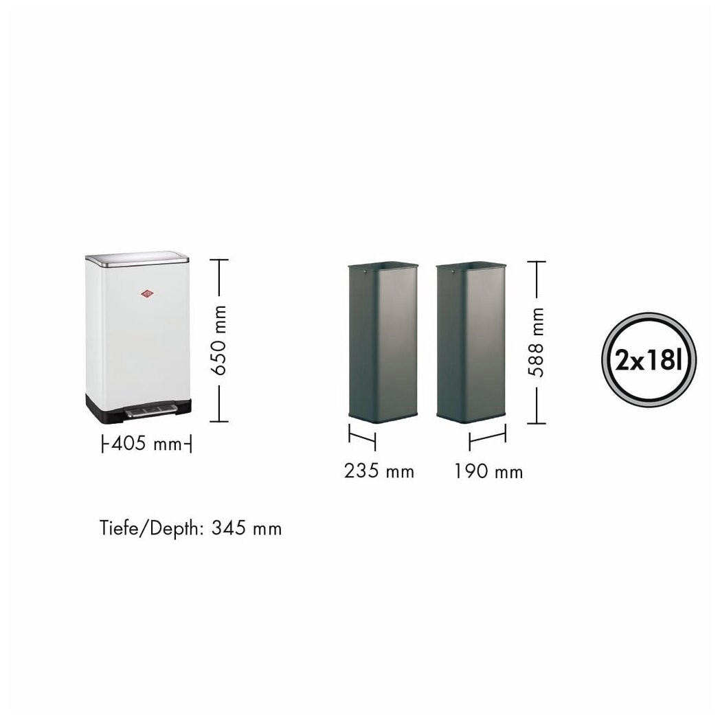 ABFALLSAMMLER BIG DOUBLE BOY 2X18 L  - Schwarz, KONVENTIONELL, Kunststoff/Metall (40,5/65/34,5cm) - Wesco