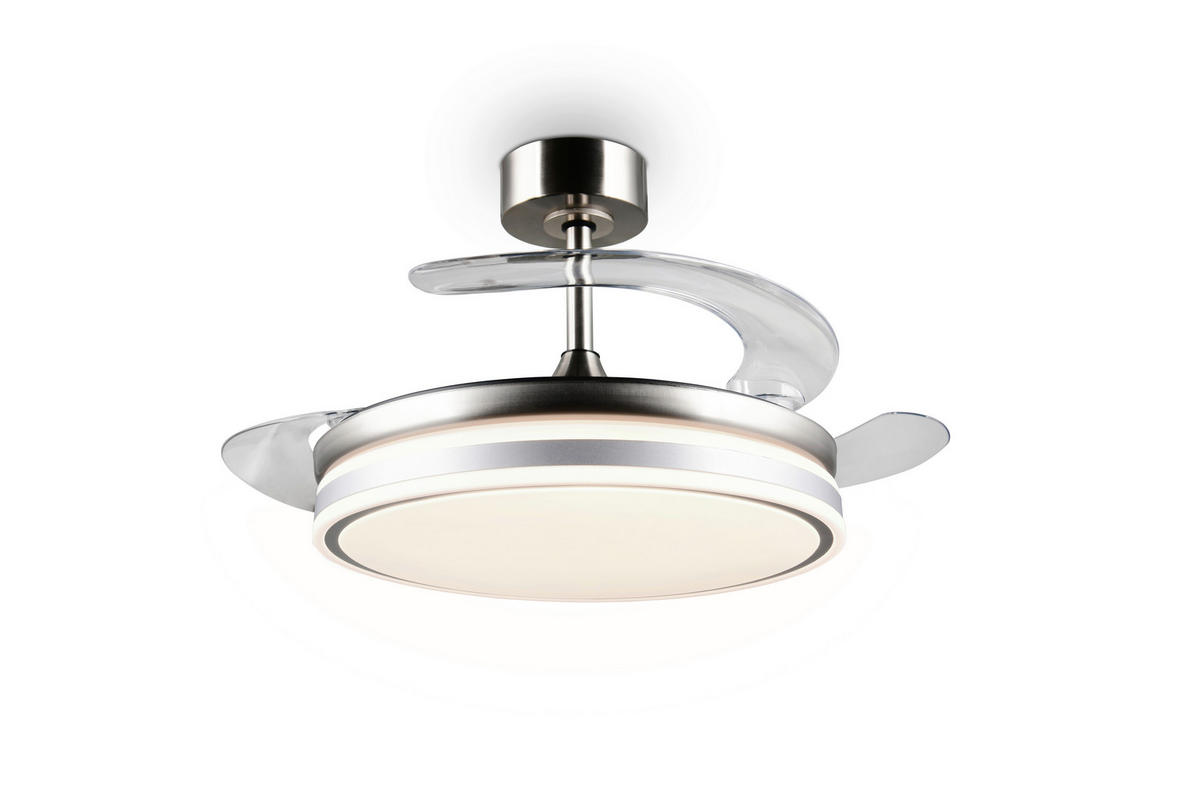 DECKENVENTILATOR - Klar/Nickelfarben, Design, Kunststoff/Metall (48/4cm)