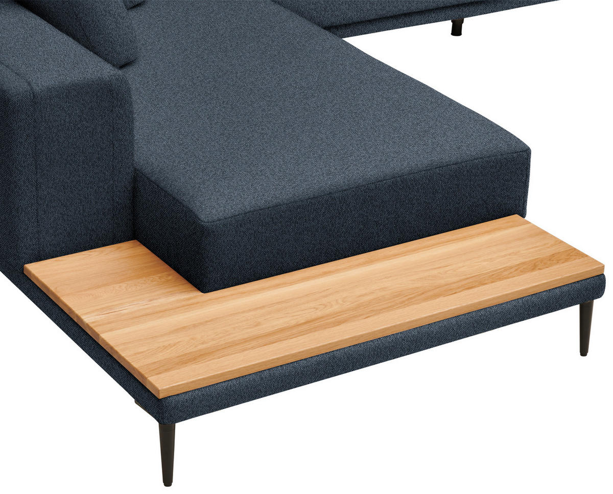 ECKSOFA  in Leinwand Blau  271/318 cm  - Blau/Schwarz, Design, Textil/Metall (271/318cm) - Belluti