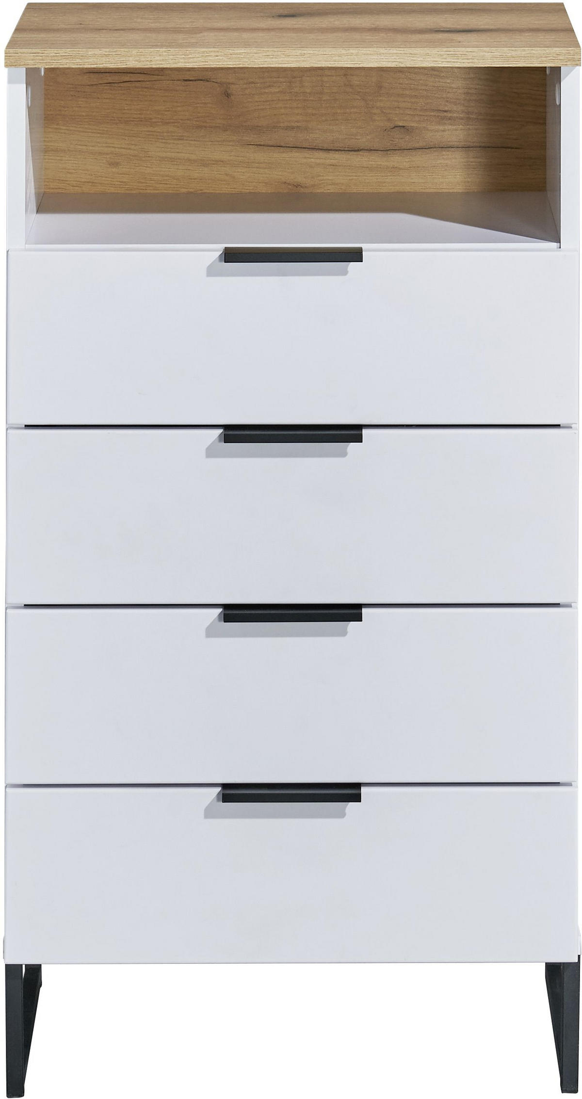 MIDISCHRANK 50/91/32 cm  - Eichefarben/Schwarz, KONVENTIONELL, Holzwerkstoff/Metall (50/91/32cm) - home24