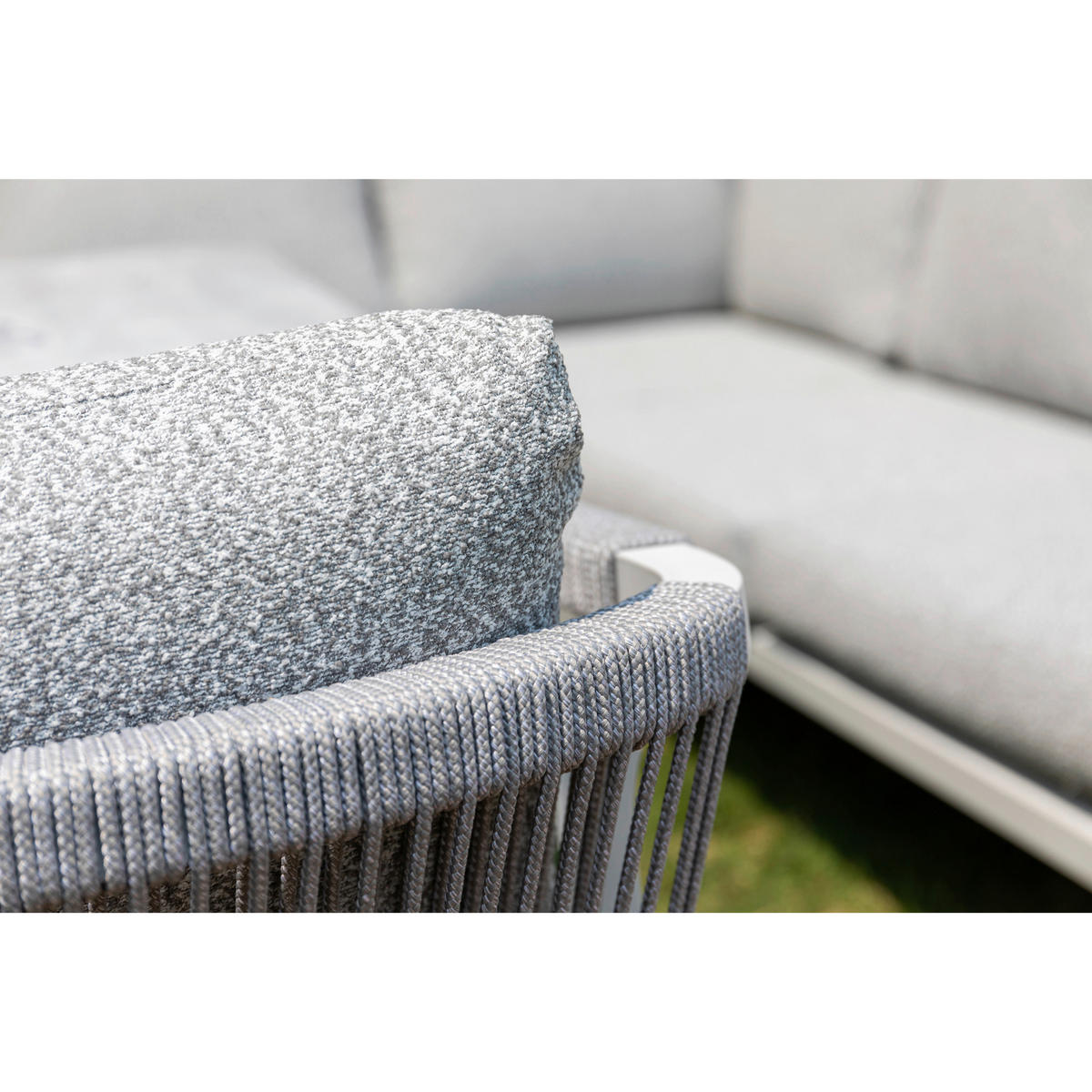 DINING-LOUNGESET  - Weiß/Grau, MODERN, Glas/Textil - Gardenson