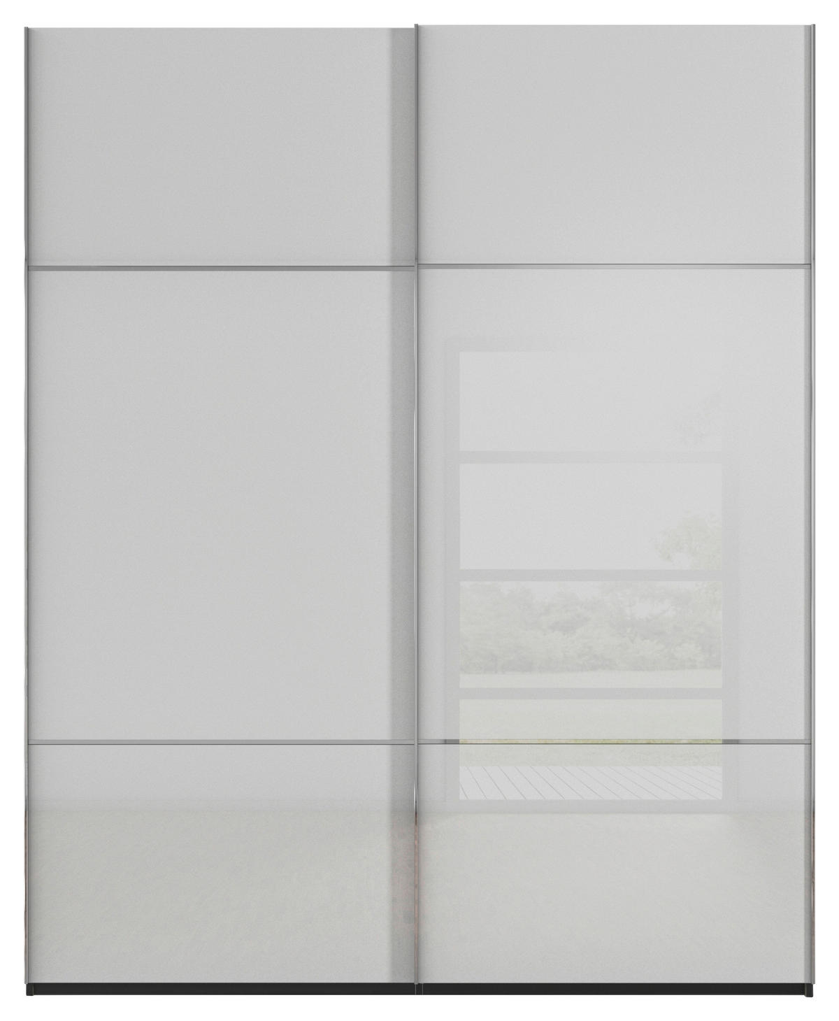 SCHWEBETÜRENSCHRANK  in Grau, Schwarz  - Chromfarben/Schwarz, KONVENTIONELL, Glas/Holzwerkstoff (181/223/67cm) - Novel