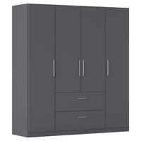 DREHTÜRENSCHRANK 181/210/54 cm,  in Grau, 4 Tür(en)  - Alufarben/Grau, KONVENTIONELL, Holzwerkstoff/Kunststoff (181/210/54cm) - home24