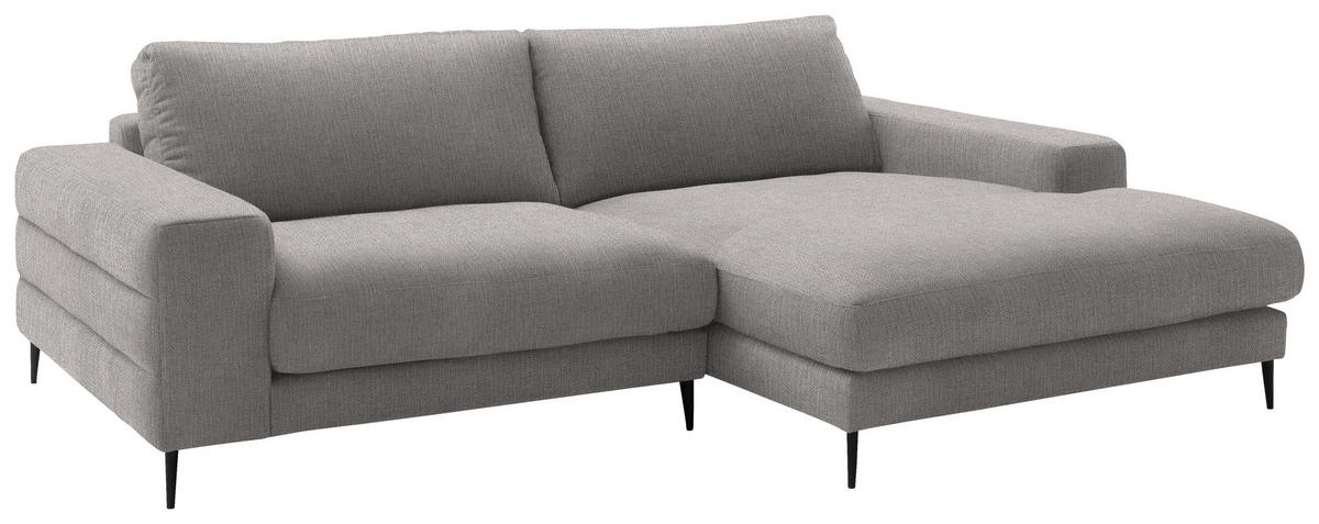 ECKSOFA in Flachgewebe Sandfarben  - Sandfarben/Schwarz, Design, Textil/Metall (253/177cm) - Dieter Knoll