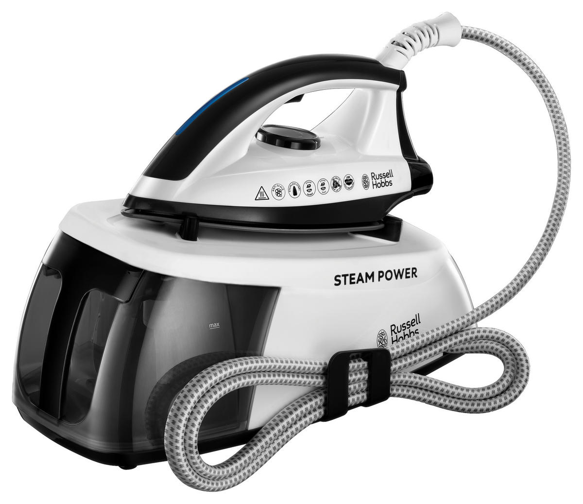 DAMPFBÜGELSTATION - Schwarz/Weiß, Basics, Kunststoff/Metall (23,0/30,0/41,0cm) - Russell Hobbs