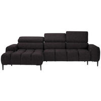 ECKSOFA in Samt, Webstoff Anthrazit  - Anthrazit/Schwarz, Design, Textil/Metall (177/270cm) - Welnova