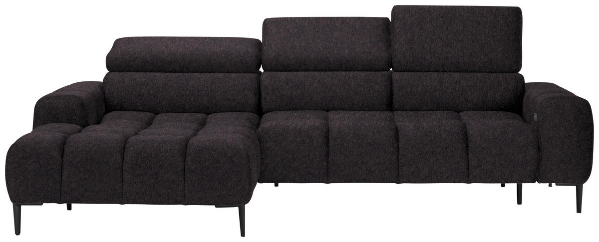 ECKSOFA in Samt, Webstoff Anthrazit  - Anthrazit/Schwarz, Design, Textil/Metall (177/270cm) - Welnova
