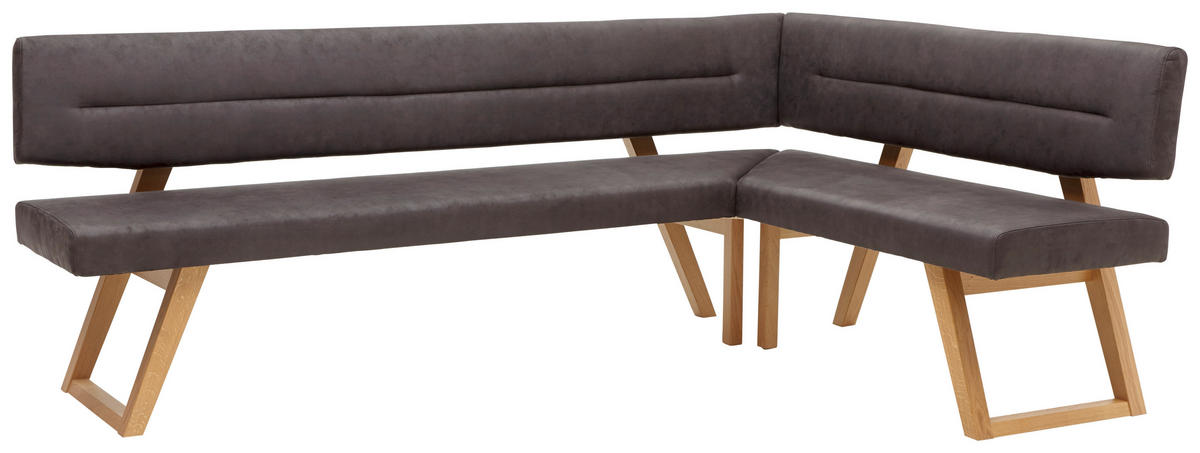 ECKBANK 155/225 cm Mikrofaser Anthrazit, Eichefarben Wildeiche massiv   - Eichefarben/Anthrazit, KONVENTIONELL, Holz/Textil (155/225cm) - Dieter Knoll