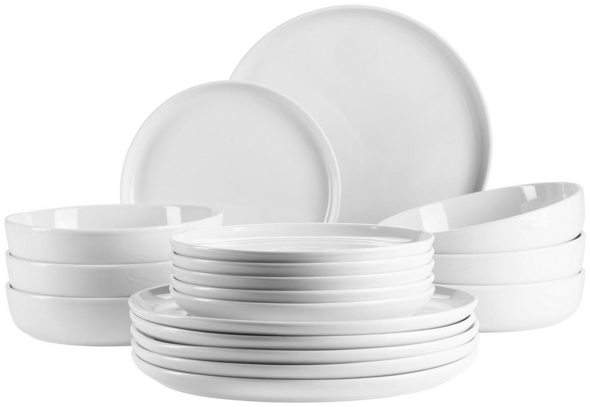 TELLERSET Navina 18-teilig  - Weiß, Trend, Keramik - Mäser