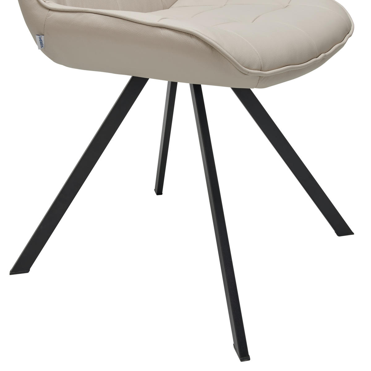 STUHL  in Stahl Echtleder pigmentiert  - Beige/Schwarz, Design, Leder/Metall (56/86/60cm) - Livetastic