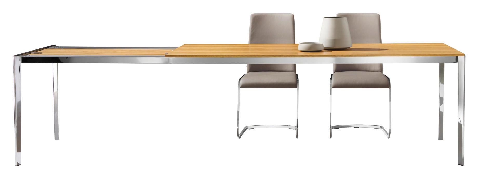 ESSTISCH in Holz, Metall 250-350/100/75 cm  - Edelstahlfarben/Eichefarben, Design, Holz/Metall (250-350/100/75cm) - TEAM 7