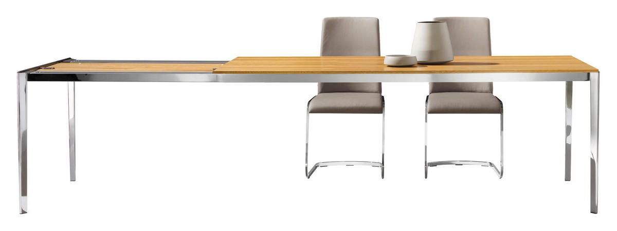 ESSTISCH in Holz, Metall 250-350/100/75 cm  - Edelstahlfarben/Eichefarben, Design, Holz/Metall (250-350/100/75cm) - TEAM 7