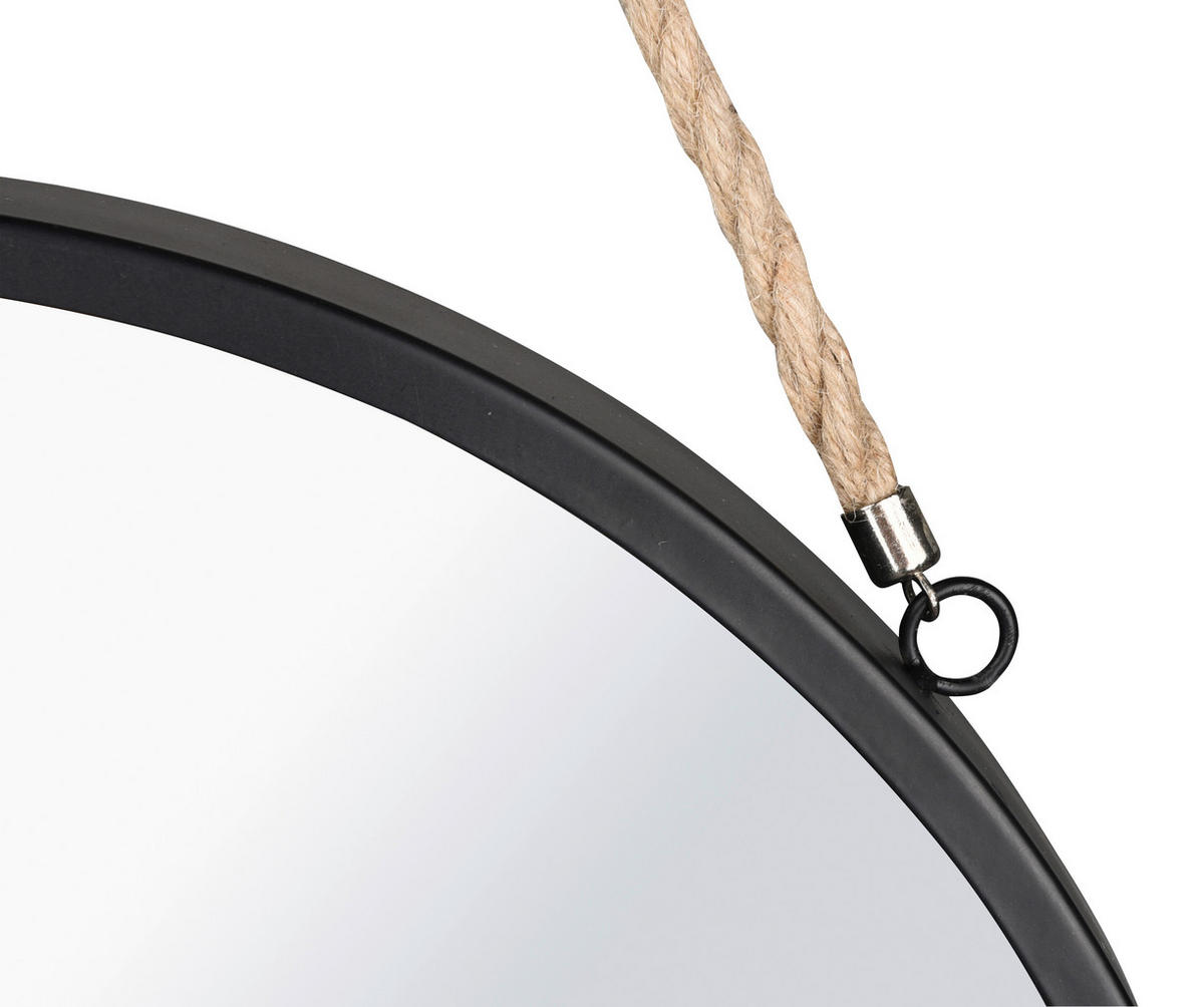 NÁSTENNÉ ZRKADLO 40 cm - čierna/prírodná farba, Modern, kov/sklo (40cm)