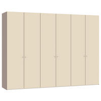 DREHTÜRENSCHRANK 303/220/59 cm,  in Creme, Hellbraun, 6-türig  - Hellbraun/Silberfarben, Design, Glas/Holzwerkstoff (303/220/59cm) - Jutzler
