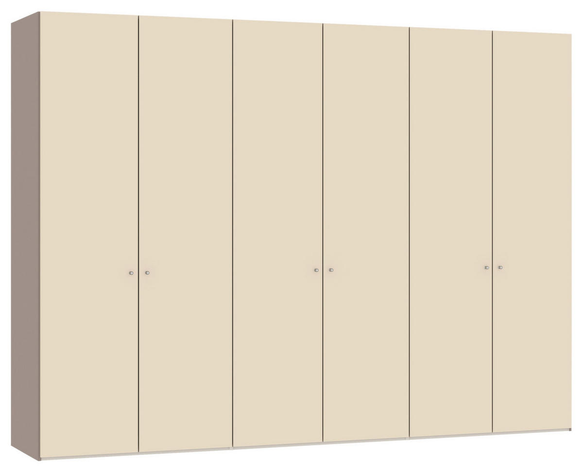 DREHTÜRENSCHRANK 303/220/59 cm,  in Creme, Hellbraun, 6-türig  - Hellbraun/Silberfarben, Design, Glas/Holzwerkstoff (303/220/59cm) - Jutzler